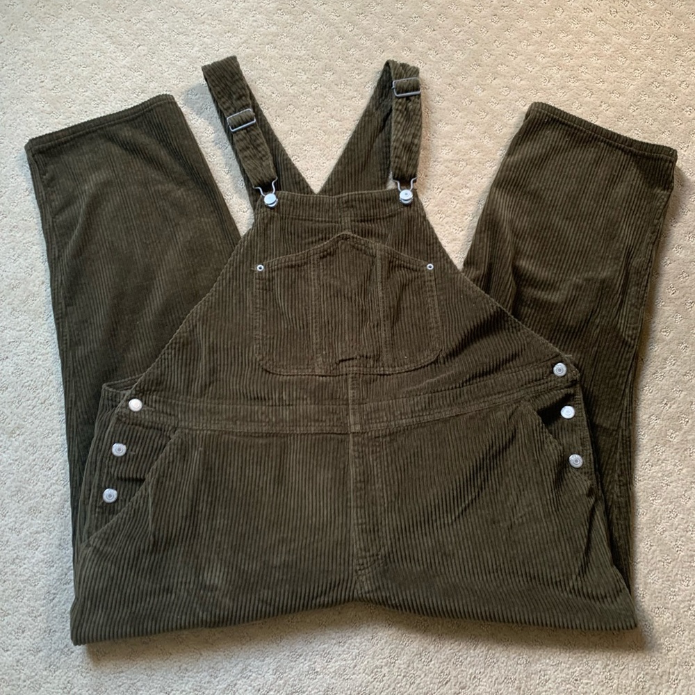 Green corduroy Old Navy overalls